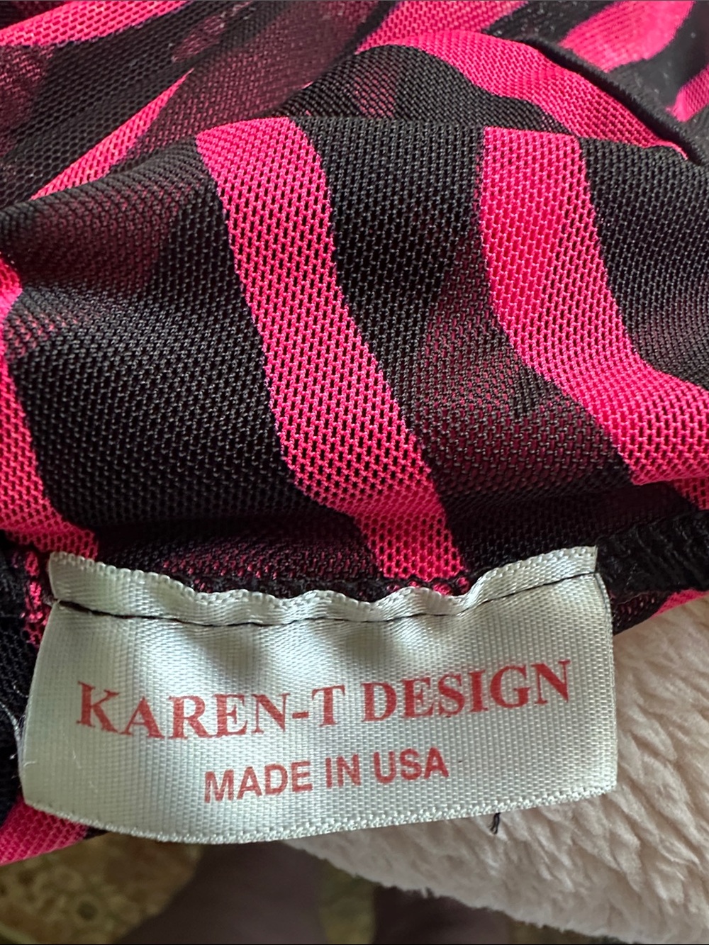 Karen-T Design Pink and Black Striped Swim Coverup With Open Front - Picture 2 of 8